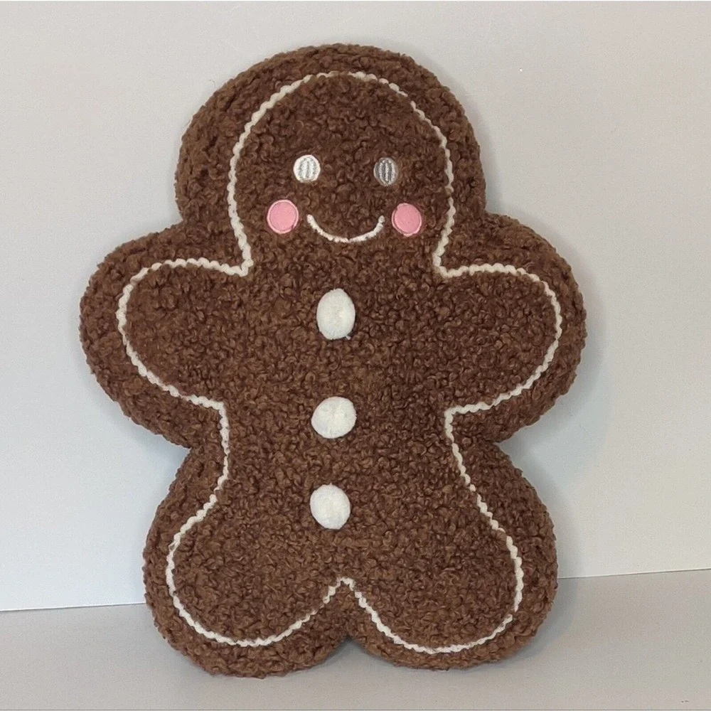 Viral Tik Tok Gingerbread Pillow Plush Pink Cheeks‎ Christmas Decor Large NEW!